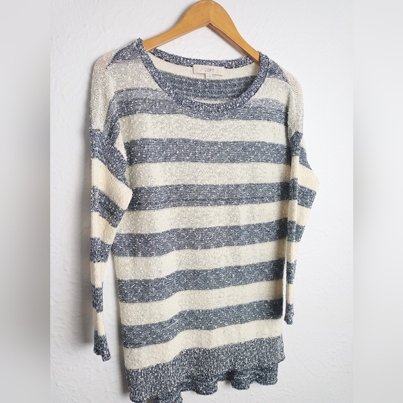 Loft 3/4 Sleeve Striped Sweater Size M - Picture 2 of 6